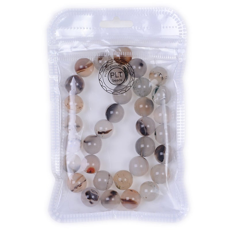 PLTbeads Smooth Round Shape Natural Gemstone Loose Beads for 1 Strand per Bag Approxi 15.5 inch 48-50pcsJewelry Making (6mm, White Flower Agate) - Image 2